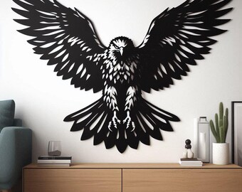 Metal Hawk Wall Art: Modern Living Room Decor