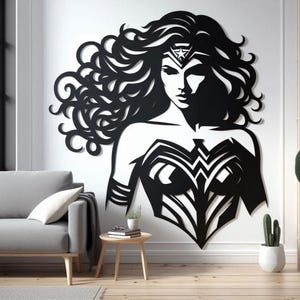 Wonder Women Wall Decor, Super Hero Gift, Wonder Women Wall Art, Super Hero, gift for women, Kid Room, Birthday Gift, Metal art 1