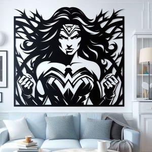 Wonder Women Wall Decor, Super Hero Gift, Wonder Women Wall Art, Super Hero, gift for women, Kid Room, Birthday Gift, Metal art 4
