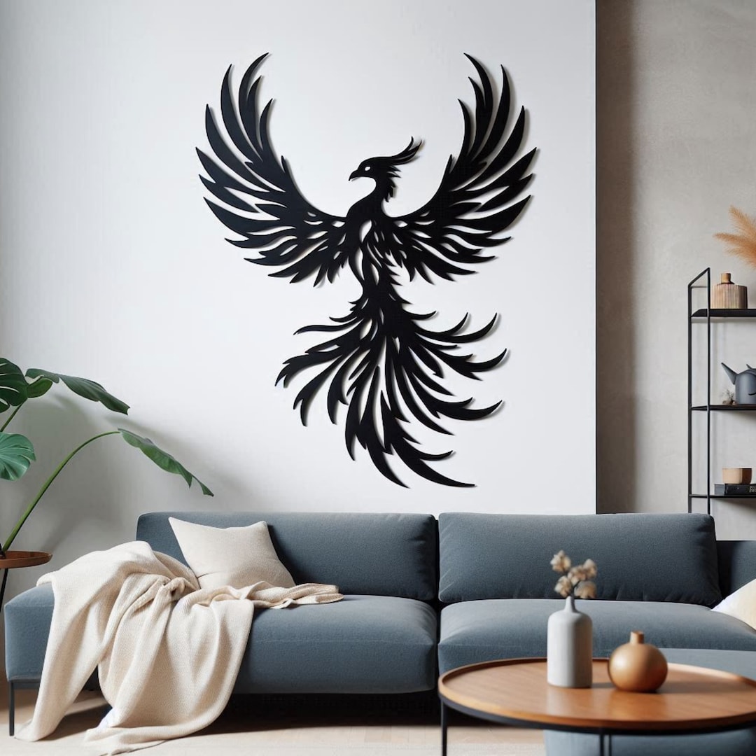 Metal Phoenix Wall Art: Rising Phoenix, Contemporary Decor - Etsy