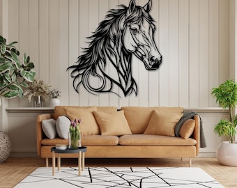 Unique Metal Horse Head Wall Art - Farmhouse Equestrian Decor