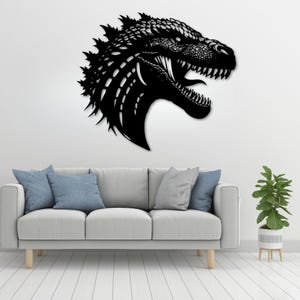 Godzilla Metal Wall Decor, Metal Godzilla Head, Godzilla Art, Wall Hanging, Home Living Room Wall Art, Interior Decoration