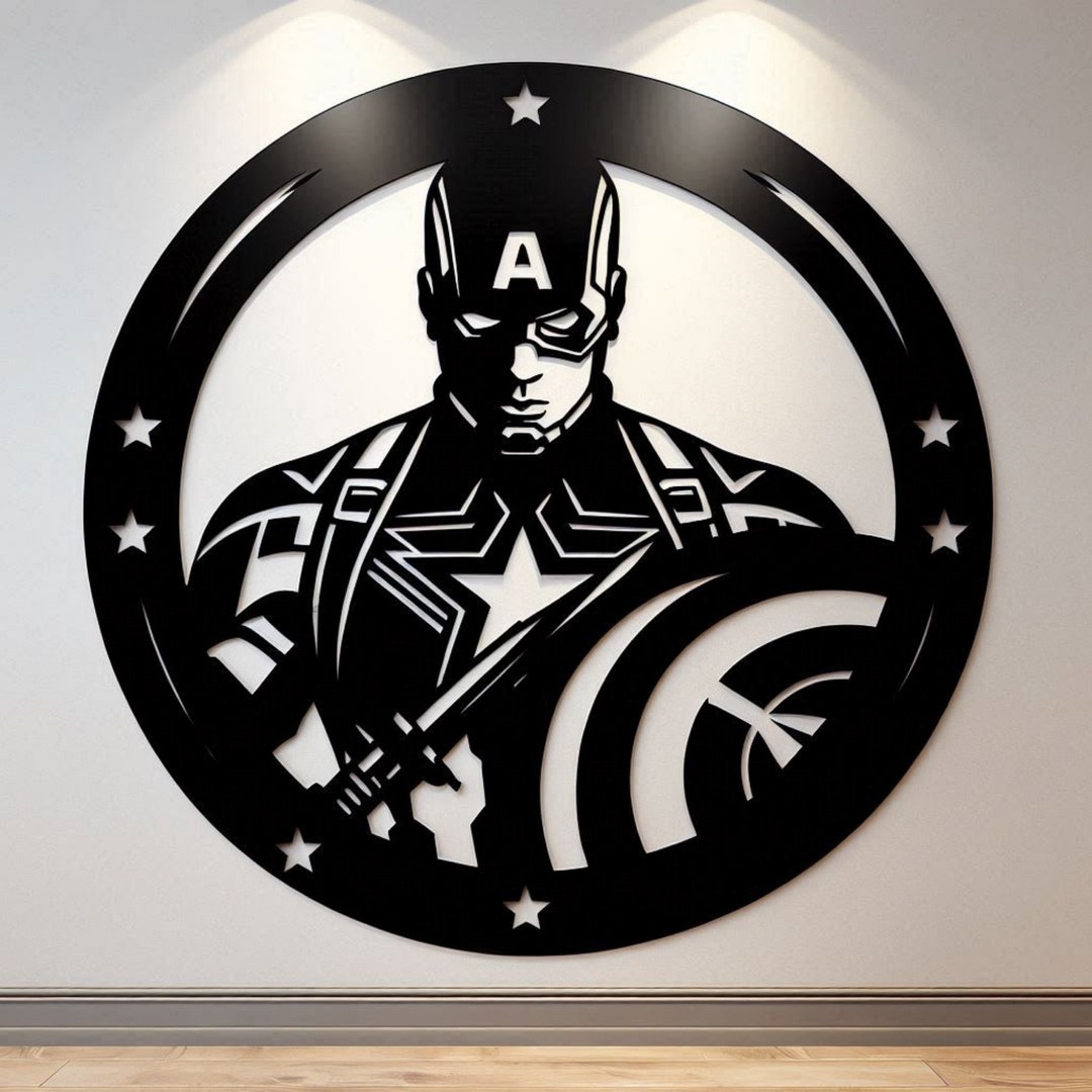 Captain America Wall Art | Unique Decoration for Living Room | Hanging ...