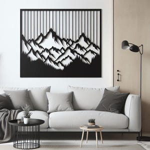 Metal Mountain Wall Art, Mountain Wall Decor, Large Metal Wall Art Mountains, Wall Hangings, Mountain Home Decor Living Room 3