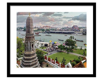 Bangkok Cityscape - View from Wat Arun - Framed Photo Print