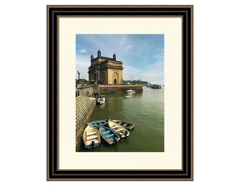 Boats at the Gateway of India, Mumbai India - Bombay - Color Photography Print - Framed & Matted