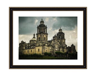 Stormy Skies over Mexico City Metropolitan Cathedral - Architectural Photography Print - Framed & Matted