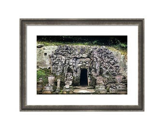 Goa Gajah Temple - Elephant Cave Ubud, Bali, Indonesia - Unique Stone Carving - Old Hindu Temple - Color Photography Print Framed & Matted