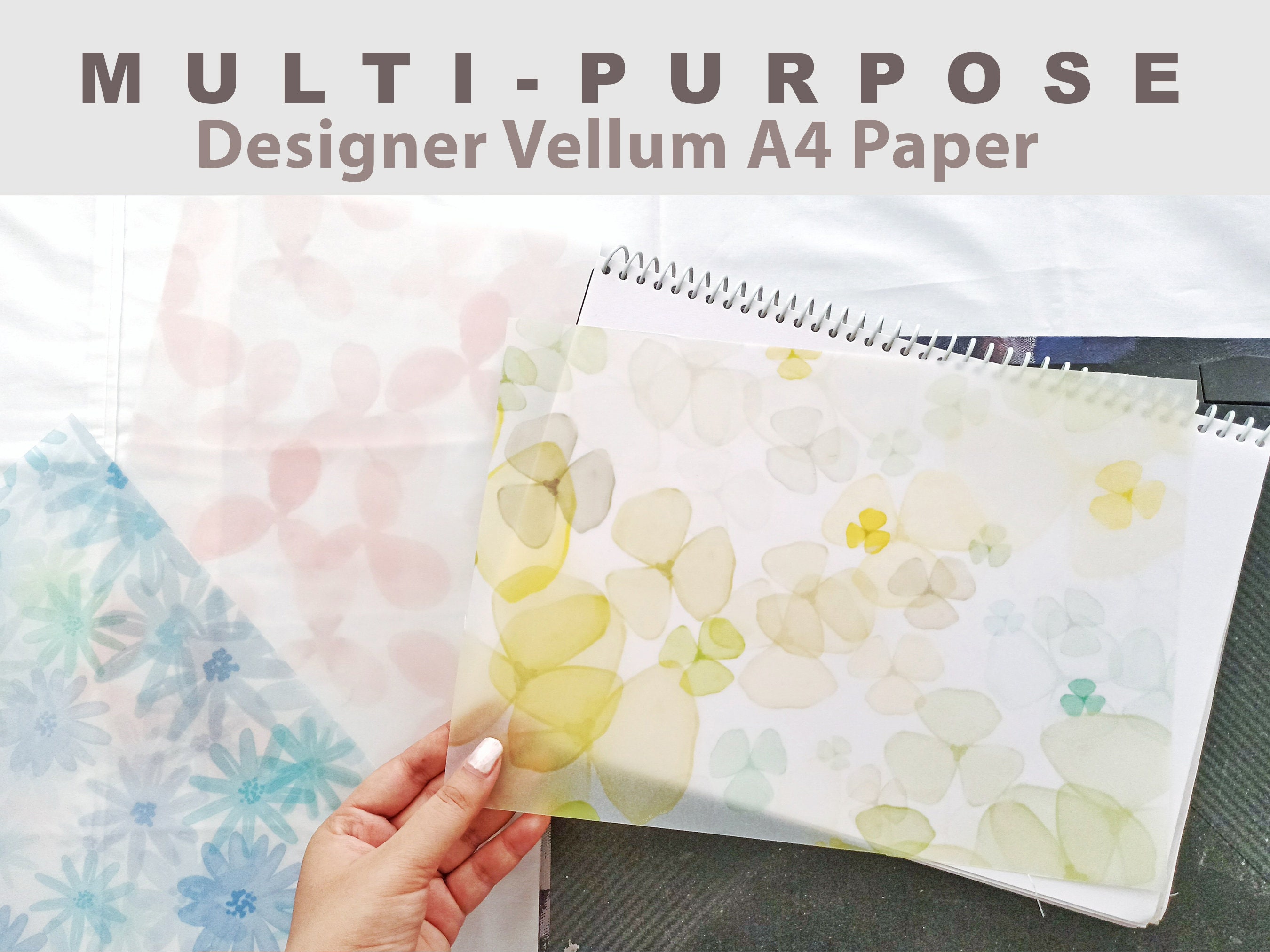  Translucent Vellum Paper - Pack of 50 - Vellum Transparent Paper  8.5 x 11 inches 110GSM Paper Printable Sketching Tracing Drawing Craft