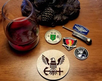 Personalized Wood Coasters Set of 4 | Veteran Owned Business | Corporate Gift