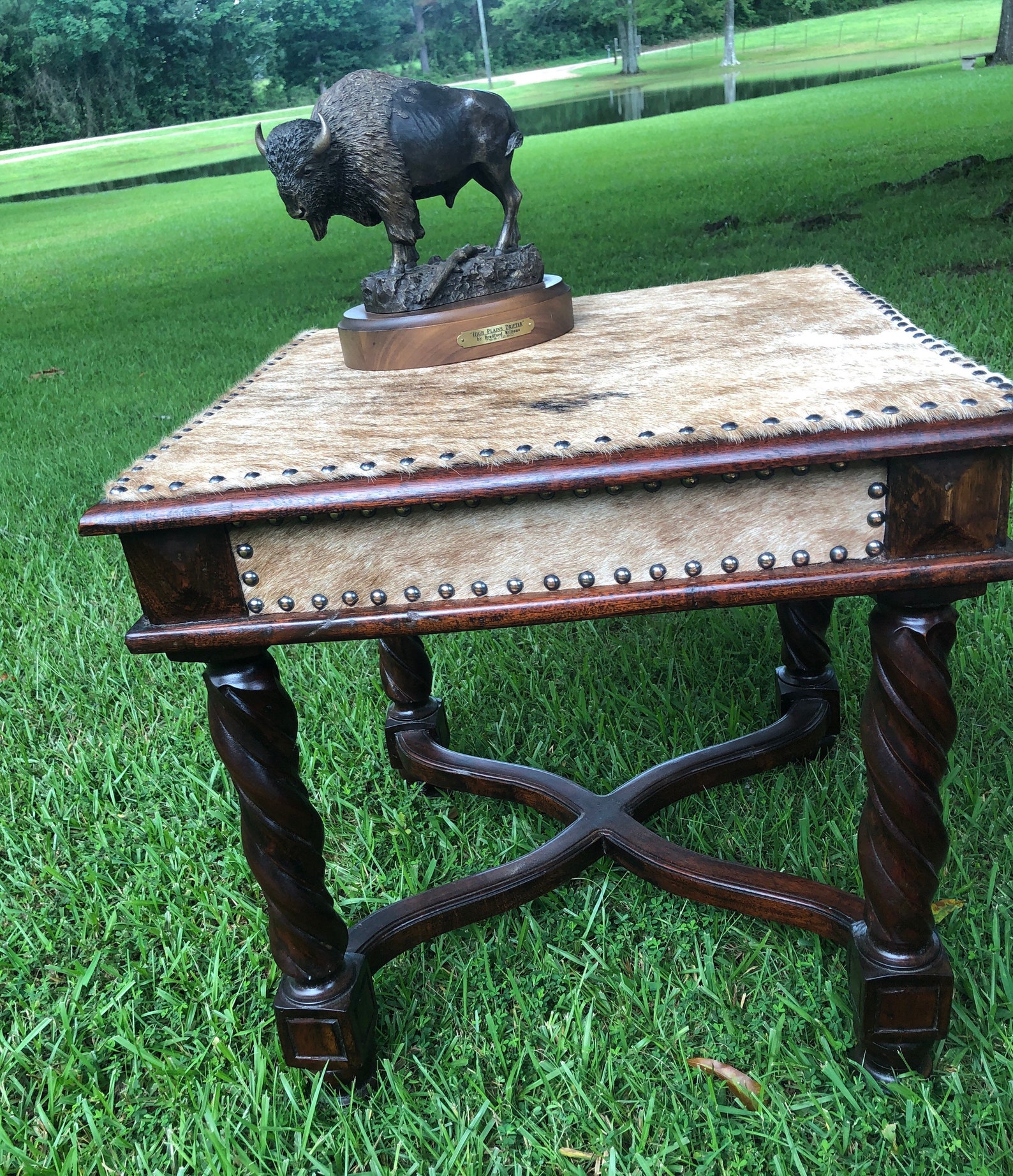 Cowhide/Western Side Table End Table Etsy
