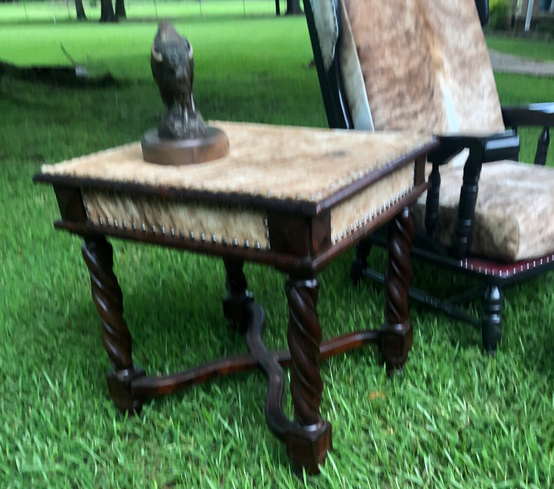 Cowhide/Western Side Table End Table Etsy