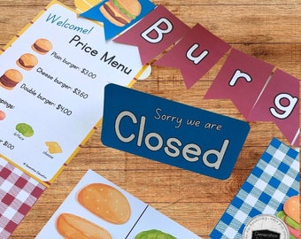 Burger Stacking Dramatic Play Kit: Printable Restaurant Game (PDF)