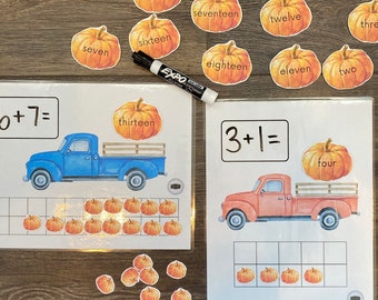 Reusable Fall Truck Math Set