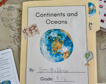 Continents and Oceans Lapbook Kit, Journaling Notebook