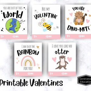 Set di biglietti di San Valentino, San Valentino scolastico, cartoline di San Valentino per bambini, San Valentino stampabili per bambini, download istantaneo, San Valentino per feste di classe