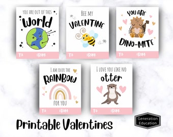 Printable Valentines Cards: Kids School Valentine Set (PDF)