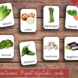 Gemüse Montessori 3-teilige Lernkarten PDF Download