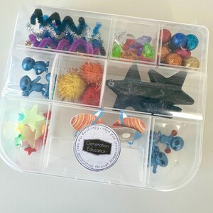 Space Play Kit, Sensory Pieces, Space Tinker Box