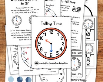 Telling Time Activity Kit: Clock Learning for Kids (Digital Download)