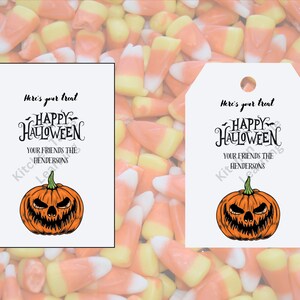Editable Halloween Gift Bag Tags and Labels for Goodie bags or trick or treat jack o lantern