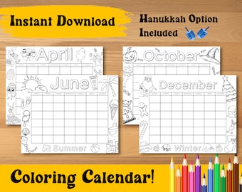 Printable 12-Month Coloring Calendar for Kids – Engaging Activity for Parents, Teachers, and Homeschooling Families