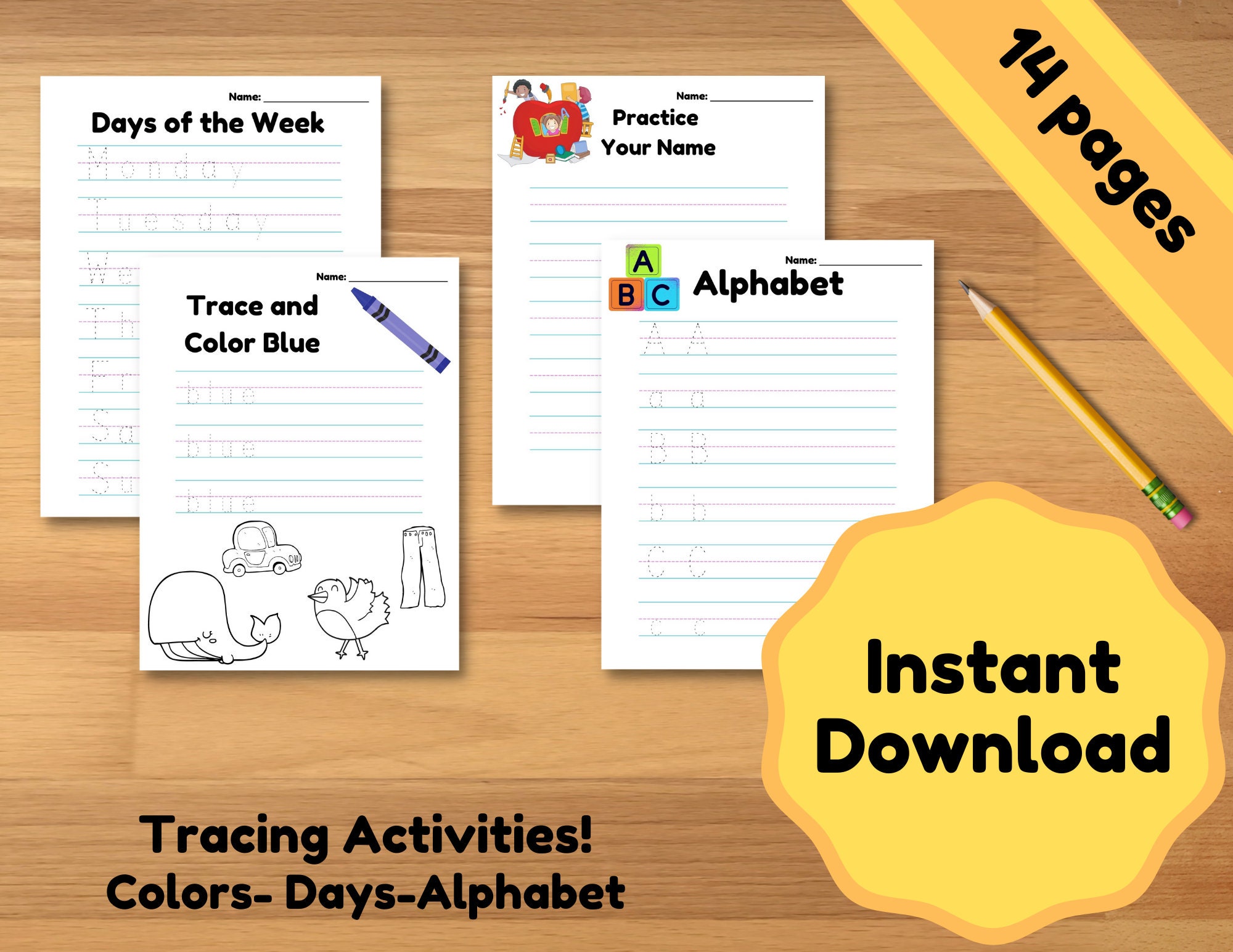 printable worksheet alphabet tracing word tracing for etsy
