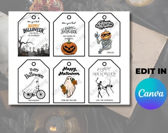 Bundle Editable Halloween Gift Bag Tags and Labels for Goodie bags or trick or treat