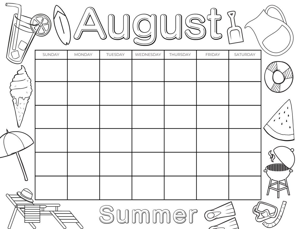 Printable Coloring Calendar for Kids Kids Calendar Printable - Etsy Canada