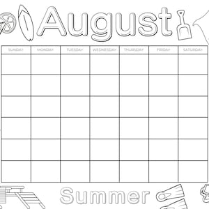 Printable Coloring Calendar for Kids, Kids Calendar, Printable Kids ...