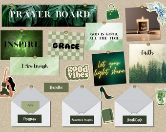 Green Christian Prayer Board Kit: Bible Verse Cards (Digital Download)