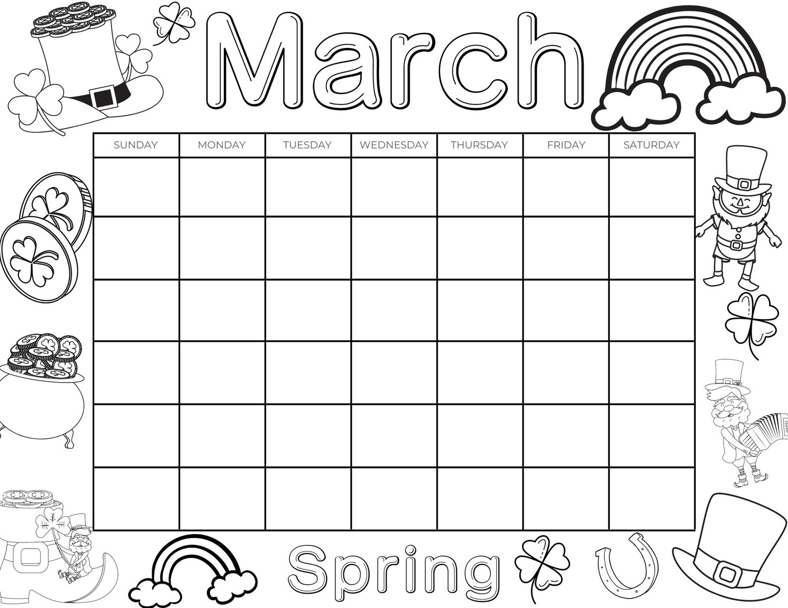 Printable Coloring Calendar for Kids Kids Calendar Printable | Etsy Canada