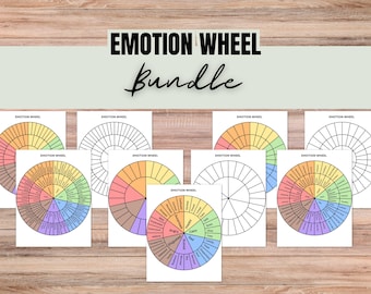 Feelings Wheel Printable Set: Emotion Chart for Kids, SEL Tool (PDF Download)