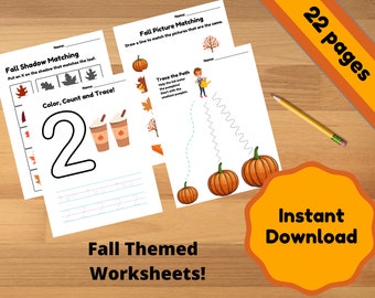 Back to School Printable Activities, Fall Worksheets for Preschool, Fall Worksheets for Kindergarten