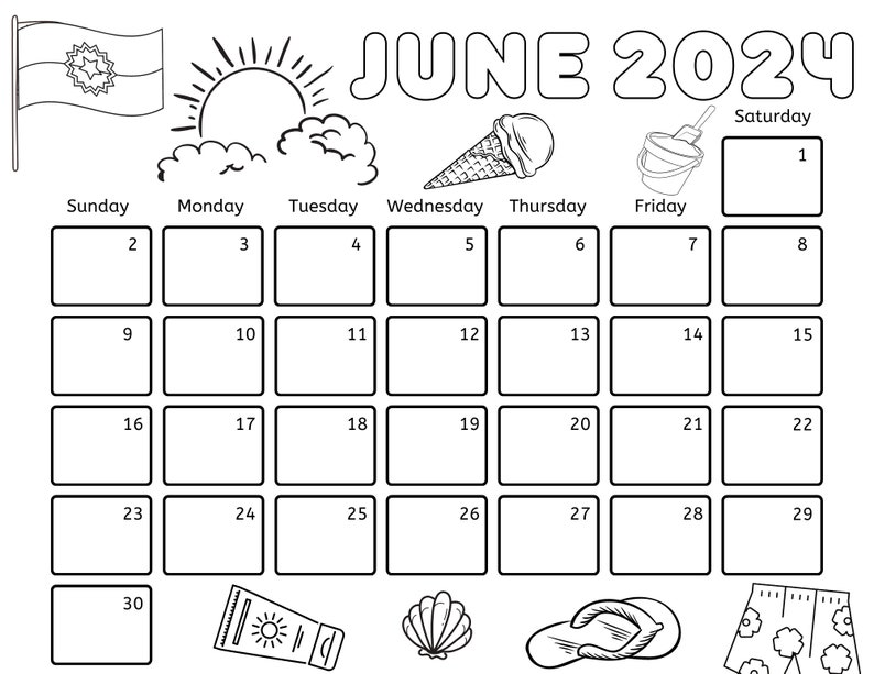Kids Coloring Calendar 20232024 School Year Etsy