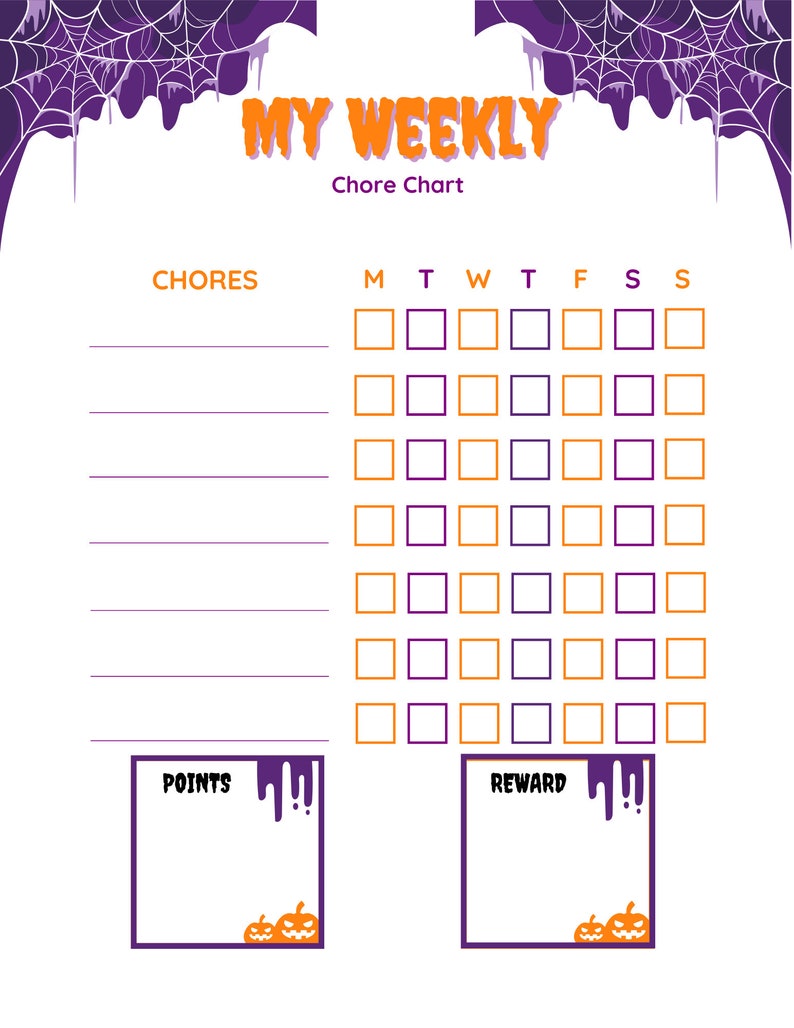 Printable Halloween Chore Chart for Kids - Etsy