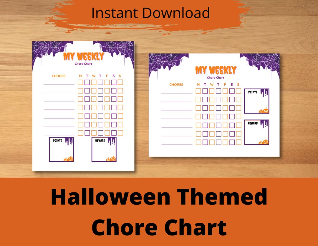 Printable Halloween Chore Chart for Kids - Etsy