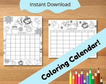Printable Coloring Calendar for Kids: Themed Monthly Designs (PDF Download)