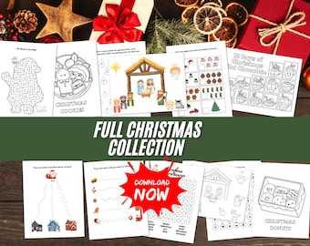 Paquete de actividades navideñas para niños: Natividad, colorear y hojas de trabajo (PDF)