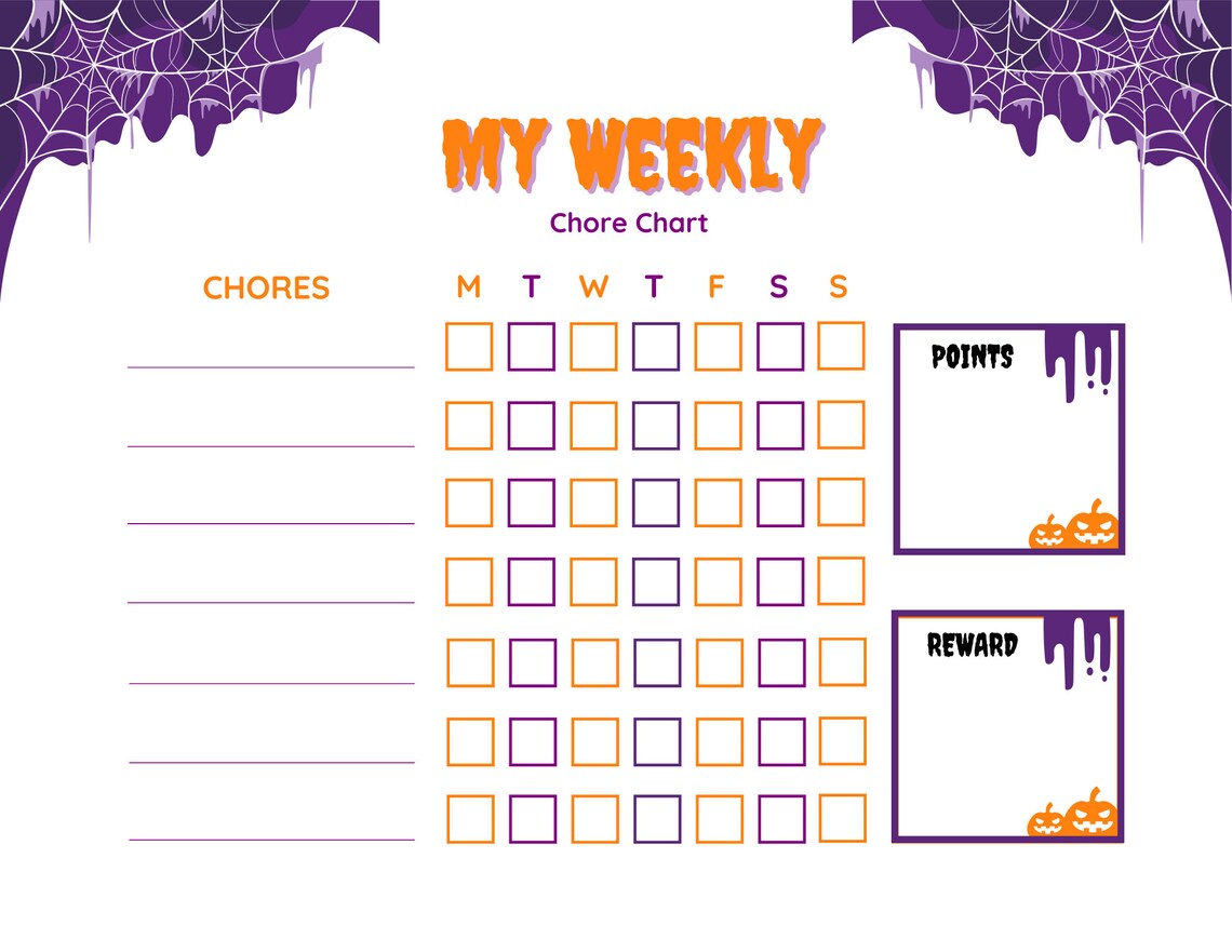 Printable Halloween Chore Chart for Kids - Etsy