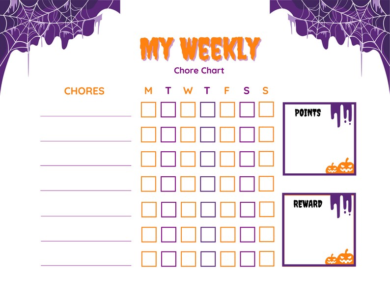 Printable Halloween Chore Chart for Kids - Etsy