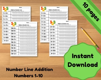 Addition Number Line Worksheet: Kindergarten & 1st Grade Math (PDF)