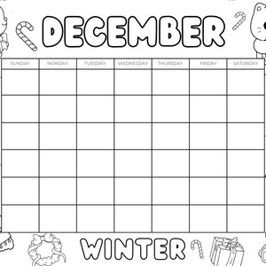 Cute Printable Coloring Calendar for Kids, Cute Kids Calendar, Cute ...