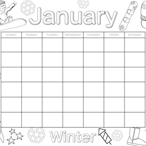 Printable Coloring Calendar for Kids, Kids Calendar, Printable Kids ...