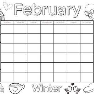 Printable Coloring Calendar for Kids, Kids Calendar, Printable Kids ...