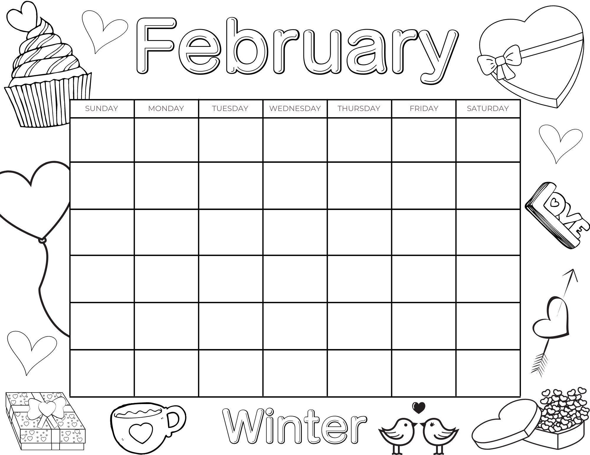 Printable Coloring Calendar for Kids Kids Calendar Printable - Etsy Canada