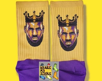 LeBron socks basketball sports sock handmade socks for men gift for her gift for him custom printed sock