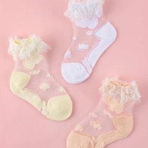 Ruffle socks transparent socks girl tutu socks mesh socks