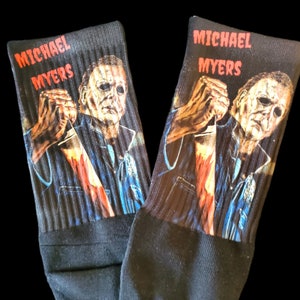 Halloween spooky socks scary socks Michael socks