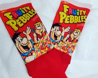 Fruity socks pebbles graphic cartoon sock vintage custom printed socks personalized socks custom photo sock